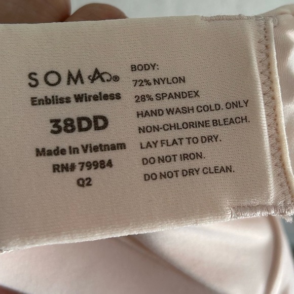 Soma ENBLISS Wireless Bra Porcelain Pale Pink 38DD - Picture 4 of 4